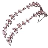 LIMELIA Damen Tiara-Krone für Henna-Hochzeitsfeier, Glitzer-Haarschmuck für Brautgeburtstag, Festzug, Abschlussball, Halloween-Kostüm, Weihnachten – Alpha-Design, zweireihig – Rosa