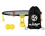 Mookis Blinngoball Roundnet-Spiele für Familien spiderball Set Ball Trampolin bestehend aus Spielnetz, 2 Bällen, Kordelzug, Ballpumpe mit 1 Nadel und Handbuch