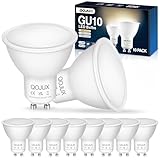 QOJUX GU10 LED Warmweiss Lampe,3.5W 593 Lumen Birne 2700K Warmweiß Spot GU10 Energiesparlampe,50W Halogenlampe ersetzt,Abstrahlwinkel 120° Leuchtmittel,Nicht Dimmbar,10 Stück