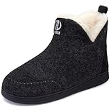 GURGER Hausstiefel Damen Plüsch Gefüttert Herren Hüttenschuhe Filz Warm Winter Hausschuhe Hohe Hüttenstiefel Filzpantoffeln Slipper Boot, Größe 42 43 Schwarz