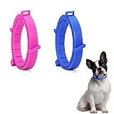 SSyang Leuchtendes Präventionshalsband, 2 Stücke Zeckenhalsband für Hunde und Katzen Gegen Parasiten mit bis 8-Monatigen Schutz,Fluoreszierendes Halsband Universell Jede Größe Verstellbar(Rosa+Blau)
