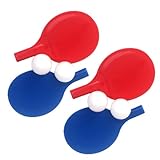 ELAYARD 2 Sätze Tischtennisschläger Set Kunststoff Tischtennis Rackets mit Bällen Leichtes Outdoor für Anfänger und Kindergarten für Eltern Junge Mädchen Spiel Rot und Blau