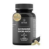 Lunae Schwarzer Knoblauch – mit 1.500 mg fermentiertem Knoblauchextrakt (15:1) pro Tagesdosis – unterstützt Herzfunktion & Immunsystem – laborgeprüft & in Deutschland produziert – 180 Kapseln