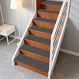 Treppenauflagen 17 x 58 cm Kuschlig Weichem Flor, Selbstklebend Und Antirutsch, Zuschneidbar, Wiederverwendbarer, Stufenmatten Selbstklebend, Treppen Rutschschutz für Alle Arten von Treppen, D