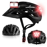 Dunlop Sports Fahrradhelm mit Licht - Sofort gesehen Werden - Ultraleichter Spezial Damen Herren Kinder Fahrrad Helm mit Visier und Rücklicht für hohe Sicherheit - Urban Helm (Schwarz, L (58-62 cm))