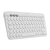 Logitech K380 kabellose Multi-Device Bluetooth-Tastatur mit Easy-Switch für bis zu 3 Geräte, schlank – PC, Notebook, Windows, Mac, Chrome OS, Android, iPad OS, Apple TV, QWERTZ-Layout - Weiß