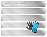 KESSER® Rasenkante Beeteinfassung Beetumrandung + Handschuhe 5m 100x14cm Beetbegrenzung Rasenbleche Mähkante Metall Palisade Silber