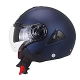 Vintage Motorrad Klapphelme, Motorradhelm Halbhelme Herren Damen, DOT/ECE-Zulassung, Motorrad Offener Helm, Mit Visier Jethelme Für ATV UTV ,M=(57-58cm),AA