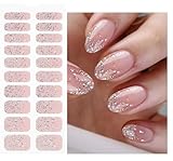 JMEOWIO Nagelfolie Schwarz Weiß Glitter Hell Rosa Gel Nail Nagelfolien Selbstklebend Nagelsticker Uv Härtend Dekoration Nageldesign Zubehör