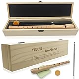 YUJUVI Blockflöte Holz C-Sopran Sopran Blockflöte Deutsche Griffweise Flöte Kinder 8-Loch Flöte Musikinstrumente für Erwachsene, Kinder& Anfänger mit Geschenkbox aus Holz
