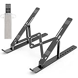 Laptop Ständer, Faltbarer Aluminium Notebook Ständer, Höhenverstellbarer Laptopständer Belüftet Kühlung Laptop Halterung für MacBook Pro/Air, HP, Sony, Dell,alle 10-15,6 ” Laptops, Tablets-Schwarz