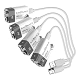 【4 Stück】 9V wiederaufladbare Lithium-ionen Batterie, 1300mAh Lithium Akku Schnellladung über Micro-USB-1500-Zyklen für Rauchmelder-Brandmelder Multimeter