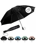 Chakipee Regenschirm Groß Sturmfest Kompakter Reise für Damen und Herren– Automatik Auf und Zu Taschenschirm Tragbarer UV-Schirm, Taschenschirme Schwarz 210T Beschichtung 97 cm Spannweite 8 Rippen