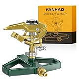 FANHAO Rasensprenger mit Metallsockel, Pulsationssprenger, Impulsprenger zur Bewässerung Flächen bis 540 m², 360° drehbar für große Flächenabdeckung