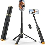 Vimose 158cm Handy Stativ, Schwere Ausführung Selfie Stick mit Fernbedienung, tragbares Reisestativ für Selfies Videoaufnahmen Vlog, ausziehbarer Stativ für SmartphoneTripod für iPhone Android Samsung