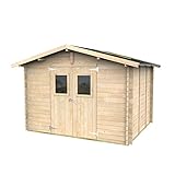 Gartenhaus aus Holz, Charlotte, 3 x 3 m, mit Doppelfenster Modell OHNE Boden