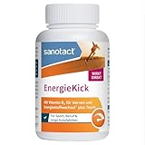sanotact EnergieKick Dose (40 Kapseln) • Energie Kapseln als Energie Booster • Koffeintabletten mit Taurin & Vitamin B2 • Wachmacher bei Müdigkeit & für mehr Energie • 100% Vegan