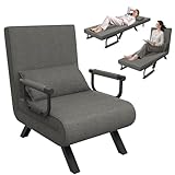 UISEBRT Schlafsofa 3 in 1 Dunkelgrau | Gästebett Klappbar | Schlafsessel Loungesessel mit Bettfunktion | für Wohnzimmer, Schlafzimmer, Balkon | bis 150 kg Belastbar
