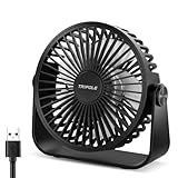 TriPole USB-Schreibtischventilator, 3 Geschwindigkeiten, verstellbar, starker Wind, Tischventilator, 360° Kopf drehbar, 1,5 m Kabel, persönlicher Desktop-Ventilator, 11,4 cm, tragbarer Mini-Ventilator