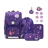 GMT for Kids Schulrucksack Set 6-teilig Ergonomische Schultasche Jungen Mädchen Schulranzen für 1-4. Klasse Wasserdicht Daypack Grundschule Mermaid Princess Schultaschen Rucksack 23 L