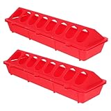 FUNOMOCYA 2 Stück Futterautomat Behälter für Taubenfutter Futterschale Taubenwasserbehälter Futtertrog Vogelfütterer Vogel Wasserschale Füttern von Futterrillenschalen Hühnerfutter pp rot