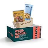 Brotrausch Premium Weihnachten Geschenkbox S - Geschenkset mit einer Brotbackmischung Voller Dinkel Brotzugabe (Süße Kürbiswürfel) - Tolle Geschenkidee für Mama und Papa - inkl. Holzbackform
