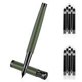 Amaxiu Deluxe Fountain Pen Set, 0,5 mm Feder Metallfüller mit Konverter und 10 3,4 mm Tintenpatronen leichtes Schreiben schöner Füllfederhalter für Büroleute Journaling(Grün)