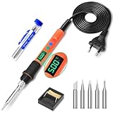LeaderPro Lötkolben Set, 120W LED Digital Soldering Iron lötset, 110V Schweißen Werkzeuge, Intelligente Temperaturregelung [180℃-500℃ ] - Extra 5pcs Spitzen -Automatischer Schlaf & Temp Kalibrierung