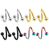 HNJUSR 8er-Set S-Form Chirurgenstahl Spirale Piercing - 16G Ohrstecker, Augenbrauen, Lippe, Septum, Banane, Curved Barbell, 8mm, Helix, Cartilage, 1.2mm
