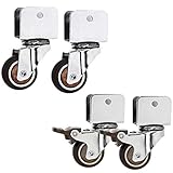 Lenkrollen, 4er-Pack, 1,5-Zoll-Möbelrollen mit U-förmiger Halterung und Präzisionskugellagern aus Gummi für stumme Bewegung, 75 kg Tragkraft, inkl. Schrauben (2 + 2 Bremsen)