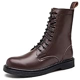 VOSMII Stiefel Leder Motorradstiefel Herren Stiefeletten Winter schwarze Schuhe Herren Wüstenstiefel.(Bruin,10)