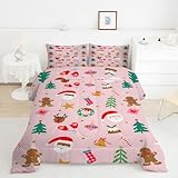 Bettdecke 135x200 Weihnachtsbaum Steppdecke 135x200 Weihnachtsmann 4 Jahreszeiten Bettdecken mit 2 Kissenbezug, Waschbar Microfaser Bettzeug, Warme Weiche Bettdecke ohne BezugY578