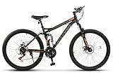 26 Zoll Fully Mountainbike, 21-Gang Schaltung, Doppel-Scheibenbremsen, Doppelwandige Felgen, für Erwachsene & Jugendliche 150-165 cm - Geländefahrrad (85% vormontiert)