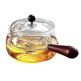 Teekanne aus Glas, Teekanne mit Sieb, Teekanne aus Glas mit 360° drehbarem Teebereiter, 360-Teebereiter, drehbare Teekanne, mit feinmaschigem Filter for losen Tee(Clear)