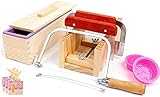 RAIN QUEEN Seifenform aus Holz, rechteckig, mit Deckel, Silikonform, Schneider, Klinge, Seifenschneider, Handarbeit, Seife, DIY, verstellbar, 9 cps