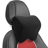 Mumjooyi Auto Nackenkissen Auto Kopfstütze Kissen Weichheit Autokopfstützenkissen mit verstellbarem Riemen Atmungsaktiver Abnehmbarer Abdeckung Neck Pillow Schwarze (A)