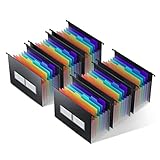 ThinkTex 6 Stück A4 Plastik Hängeregister Mappen mit Erweiterbaren Taschen, 7 Innovative 3cm Akkordeon-Taschen (Passend für Schrankbreite 32 cm -37 cm)
