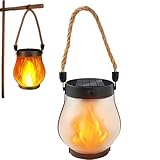 Solarlaterne FüR AußEn- 2 Pcs Tanzende Flammen Solar Laternen FüR DraußEn | Vollstern Solar Laterne- Zum AufhäNgen Aus Hanfseil Mit Ein-Tasten-Schalter, Ip65 Wasserdicht FüR AußEn Hof Garten (1)