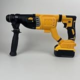 Akku Bohrhamme, Bürstenloser SDS Plus Hammerbohrer kompatibel mit Dewalt 20V Akku, 1,6/3/4,7J Schlagenergie, 3 Funktionen, mit 4 Bohrern und Dämpfung für Beton, Mauerwerk, Wände (ohne Akku) (4.7J)