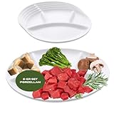 6-er Set Fondue-Teller Ø24 Porzellan weiß – Unterteilung 4 Fächer – Kratzfest, Ofenfest, Spülmaschinenfest – Hochwertiger Speise-Teller für Sushi, Tapas – Einsatz in Kantinen, Gastronomie, zu Hause