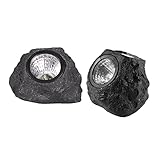 HOMOCONO 2 Stück Solar Steinleuchten für Garten Dekorative Außenbeleuchtung Automatische Dämmerungssensor für Rasen und Innenhöfe