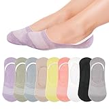 Hopton 9 Paare Füßlinge Damen, 35-40 Multi-Colour Sneaker Socken, Unsichtbare Atmungsaktiv Ballerina Socken mit Rutschfest Silikon für Loafer Flache Schuhe Sneakers