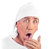 W WIDMANN MILANO Party Fashion 3331S - Nachthaube, weiß, mit Bommel, Schlafmütze, Schlafwandler, Nachthemd, Accessoire, Kostümzubehör, Mottoparty, Karneval