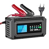Autobatterie Ladegerät 10A 12V/24V 5A 6A Batterieladegerät Auto Intelligentes Erhaltungsladegerät mit LCD für Motorradbatterie
