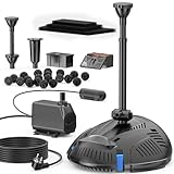 Biling All-in-One Teichfilter mit UV Klärer 40W 2500L/H Teichpumpe Pumpe mit 3 Springbrunnen, Leise Teichfilterpumpe für bis 3000 Liter Gartenteiche Zierfischteiche Fröschen Biotope