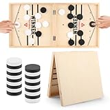 Cartlant Sling Puck Spiel, Katapult Slingshot Winner Brettspiel Holz Table Hockey Super Tischfußball Game, Portable Shuffleboard Tischspiele Eltern Kind Interaktion Tischfußballspiel für Familie