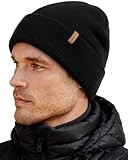 FURTALK Classic Beanie Mütze Herren mit Weichem Fleecefutterr Unisex Strickmütze Warm Bequem Wintermütze für Damen Schwarz