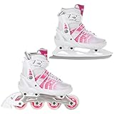 2in1 Schlittschuhe Inline Skates Inliner Raven Crystal (White/Pink, 38-42 (25cm-27,5cm))