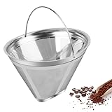 Kaffeefilter Edelstahl Kaffeefilter Größe 4 Wiederverwendbar Kaffee Dauerfilter mit Griff, Waschbar kaffee filter für Herstellung von Manuellem Kaffee