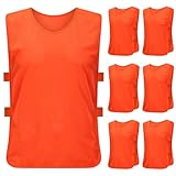 PTJJXA 6 Stück Leibchen Fußball Set, Sport Trikot Leibche 62x65 cm, Trainingsleibchen Erwachsene xl Geeignet für 170-200cm Höhe Herren Damen, Basketball Trainingsweste Fussball (Orange)